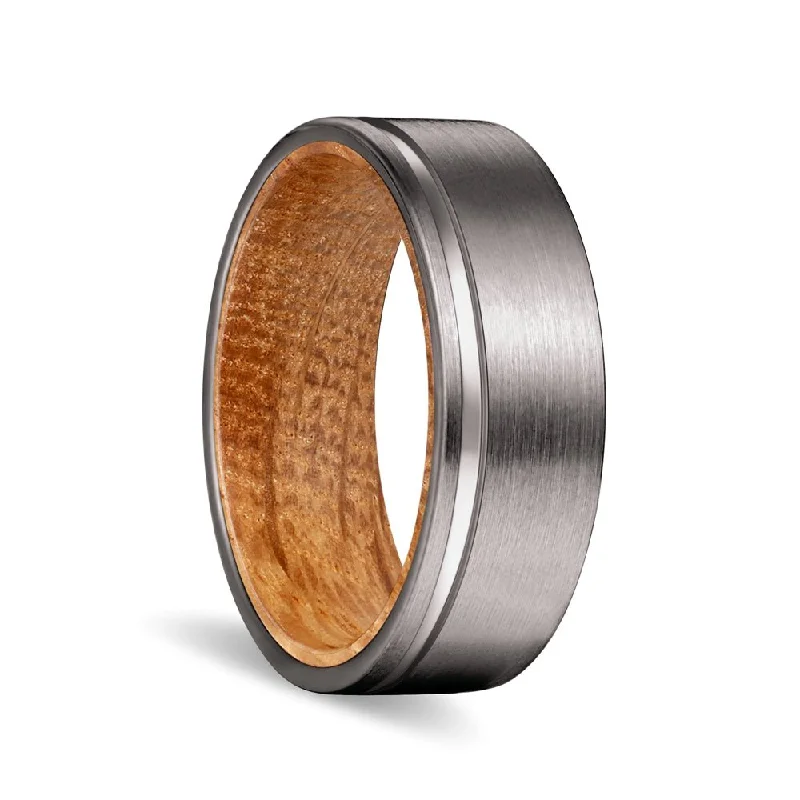 DAWSON | Whiskey Barrel Wood, Gunmetal Tungsten Offset Groove