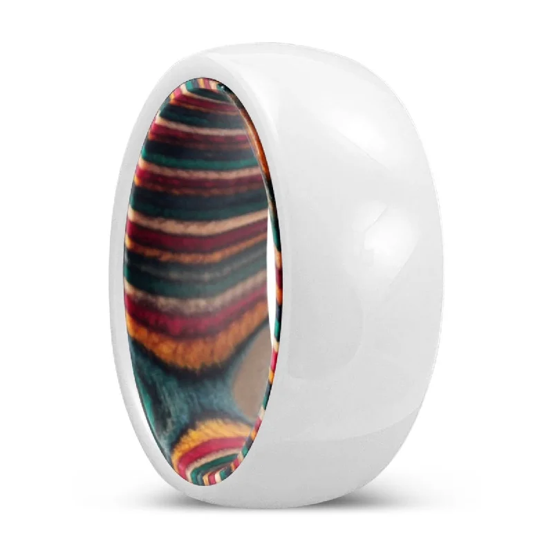 EMPOWER | Multi Color Wood, White Ceramic Ring, Domed