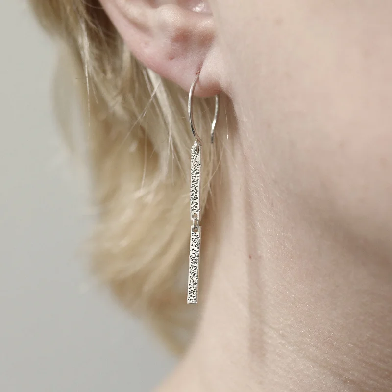 Fun Hoop Earrings-DOUBLE BAR EARRINGS | diamond dusted