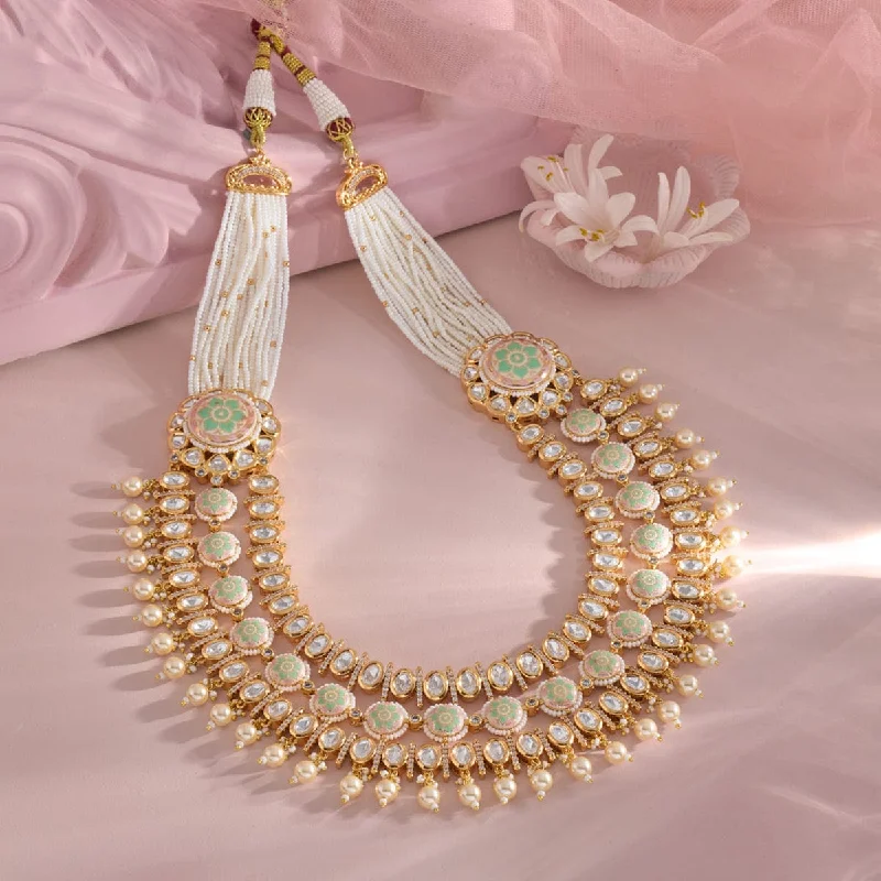 Sparkly Pendant Necklace-Kundan Necklace 165875