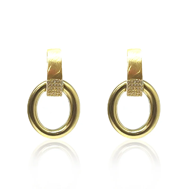 Long Silver Earrings-GOLD ELLIPSE EARRINGS