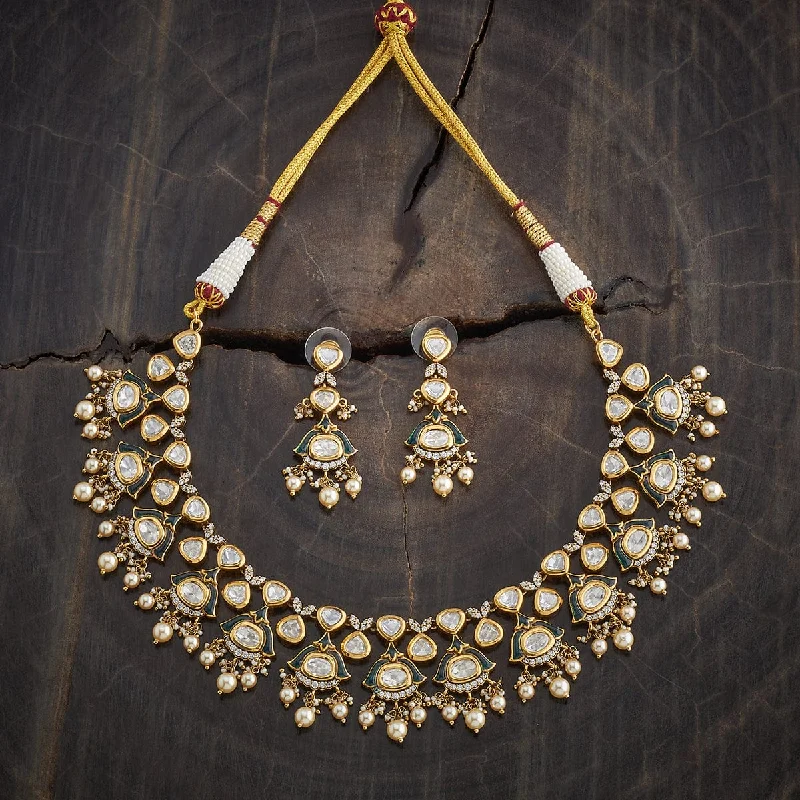 Large Crystal Necklace-Kundan Necklace 178325