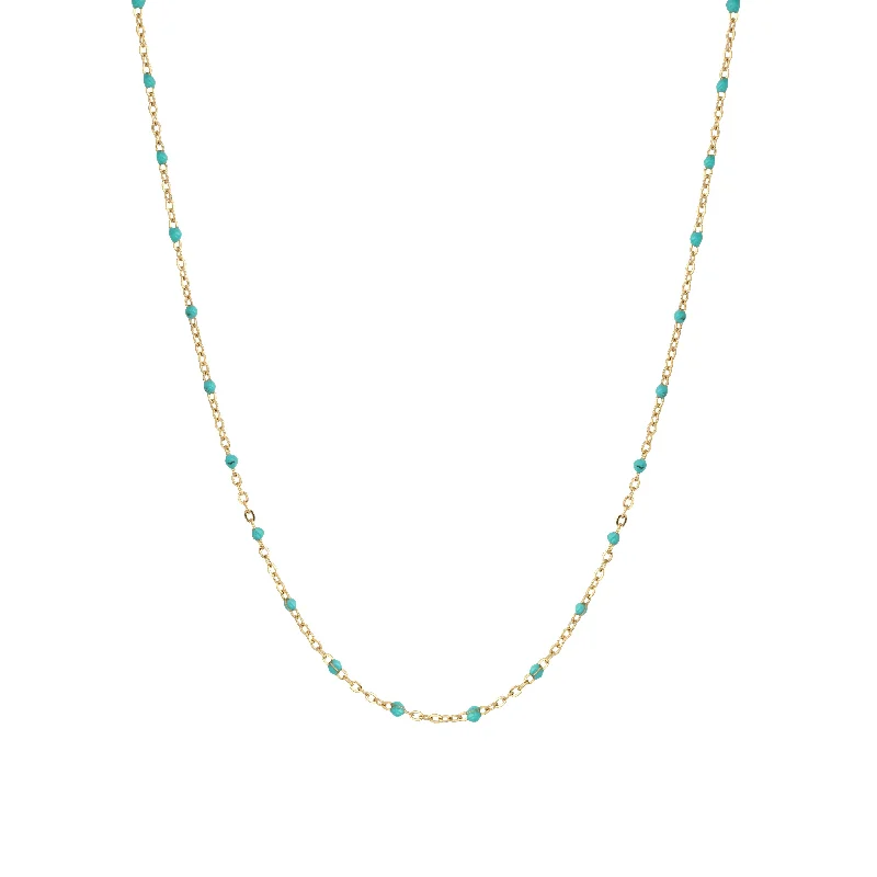 Elegant Diamond Necklace-Blue Skies Enamel Dotted Necklace