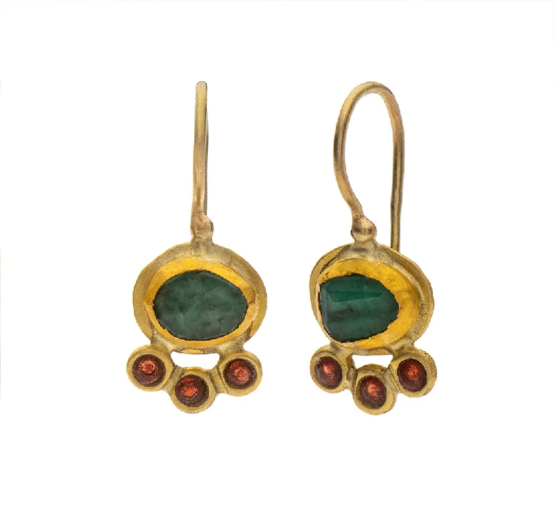 Stylish Stud Earrings-Nava Zahavi Yellow Gold Emerald and Garnet Earrings