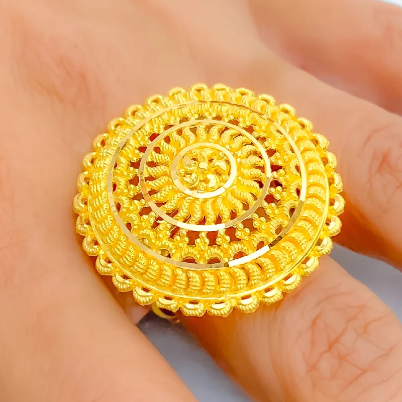 Detailed Delightful 22k Gold Statement Ring