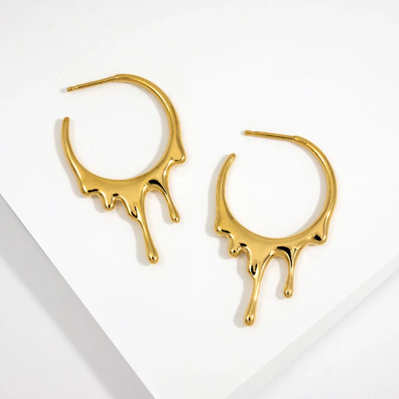 Casual Hoop Earrings-Dripping Circular S Hoop Earrings