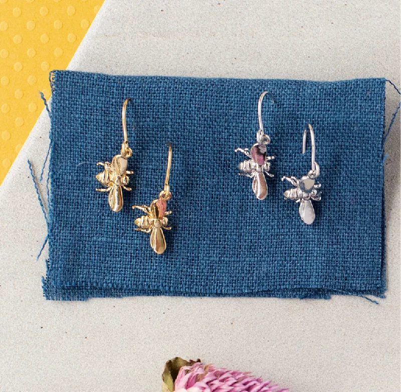 Gold Dangle Earrings-Bee Dangle Earring