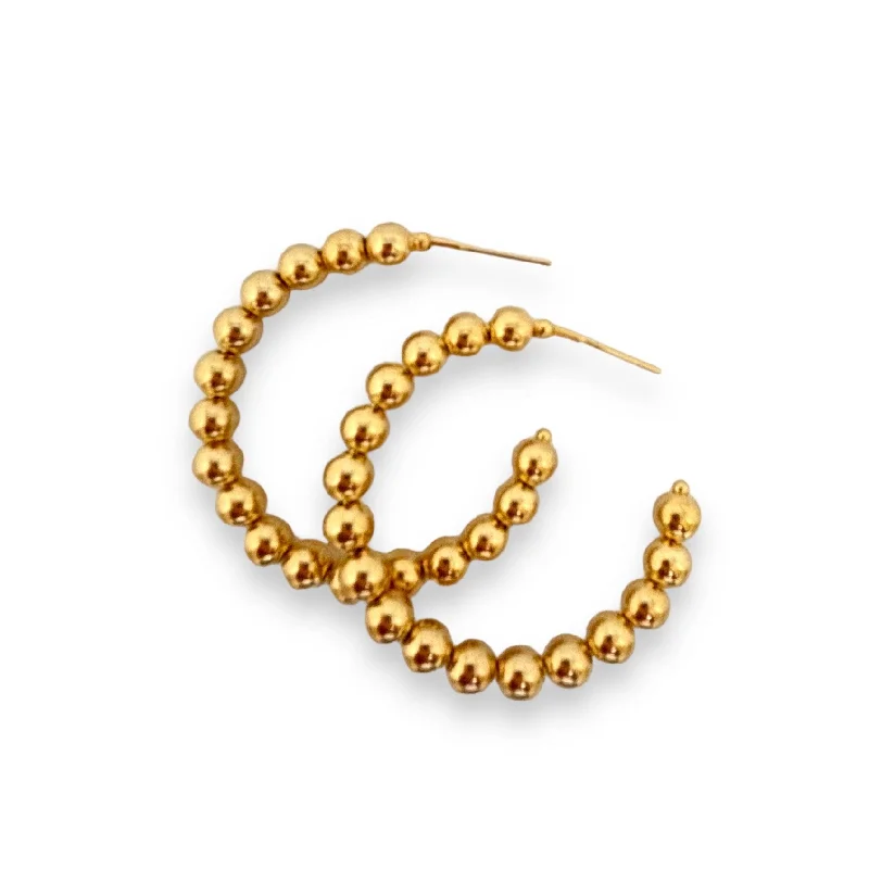 Casual Earrings-Gold Filled Round Ball Hoops