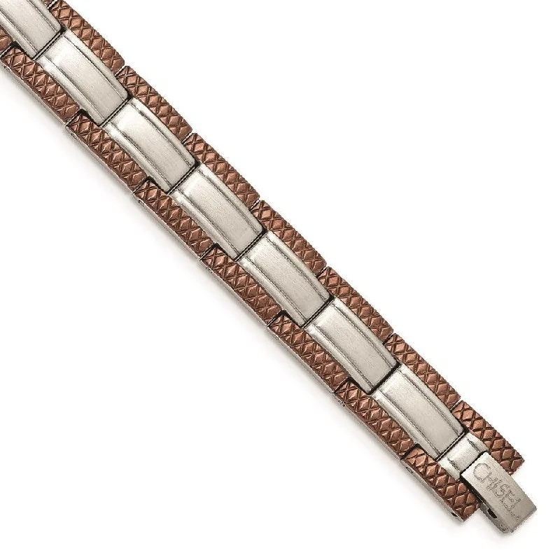 Custom Link Bracelet-Stainless Steel Brown IP-plated 8.75in Bracelet