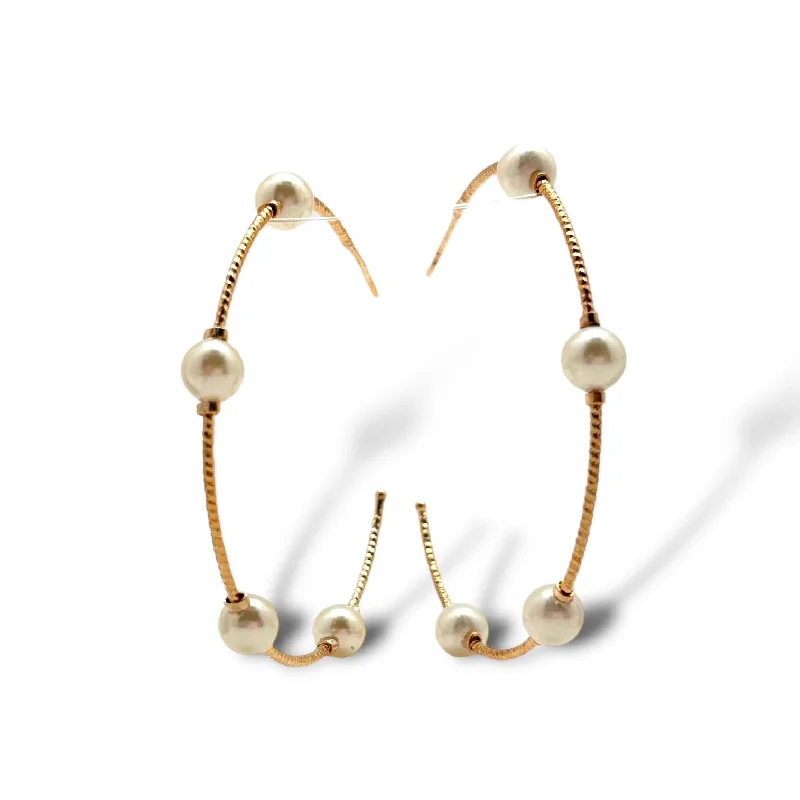 Butterfly Shape Earrings-Wired Pearl Hoops