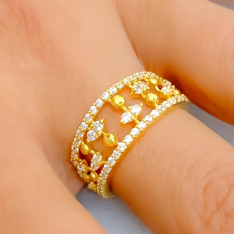 Rich Vibrant 22k Gold CZ Statement Ring