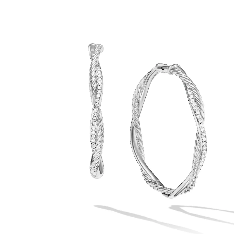 Big Statement Earrings-Infinity Hoop Earrings in Sterling Silver with Diamonds\, 42mm