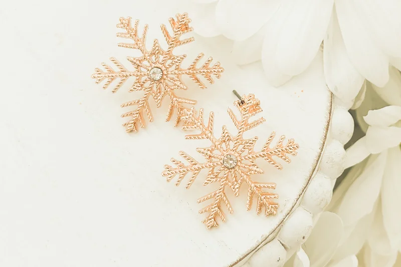 Adjustable Earrings-Beautiful Gold and Crystal Snowflake Earrings