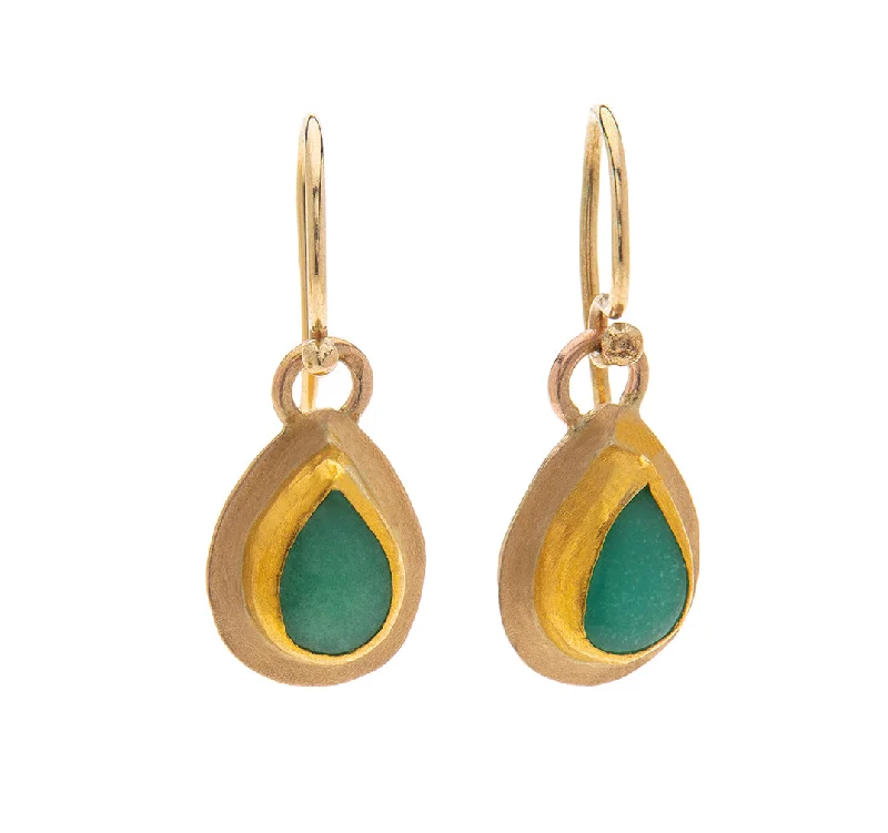 Double Drop Earrings-Nava Zahavi Green Bell Earrings