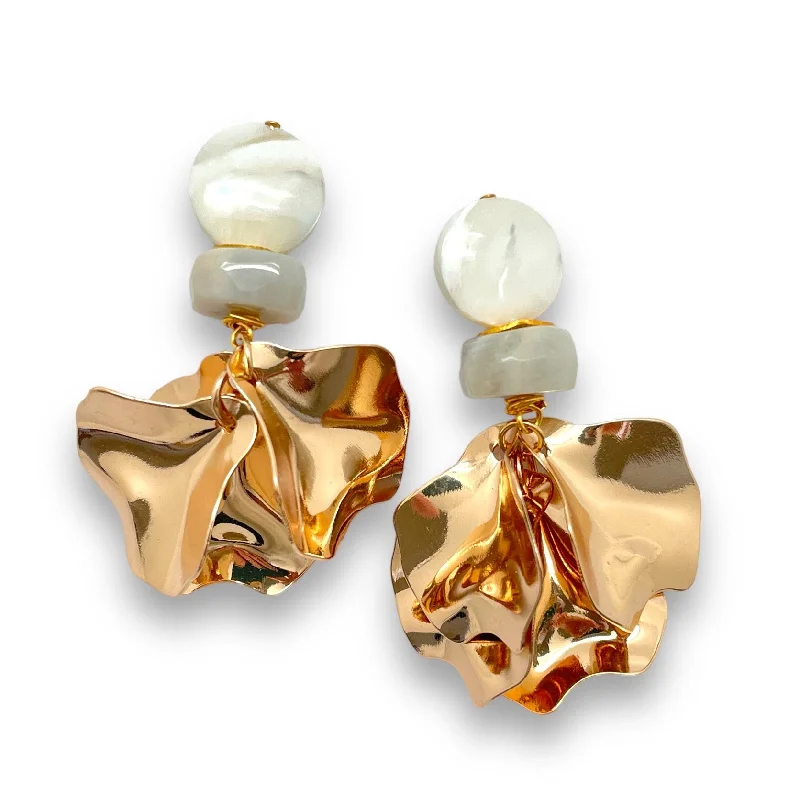 Chunky Gold Earrings-Liza Earrings - Cream