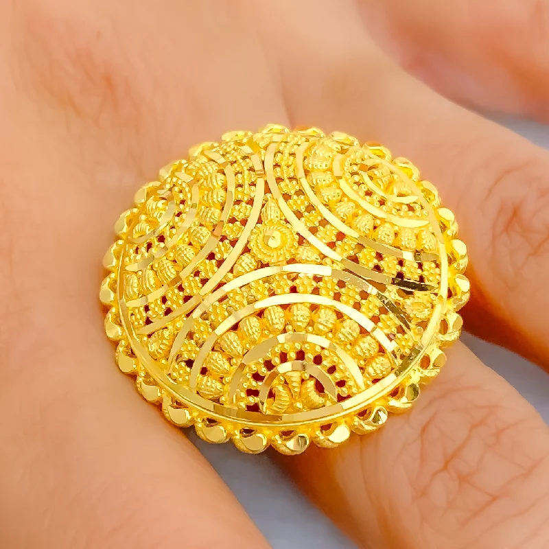 Stylish Palatial Curved 22k Gold Statement Ring