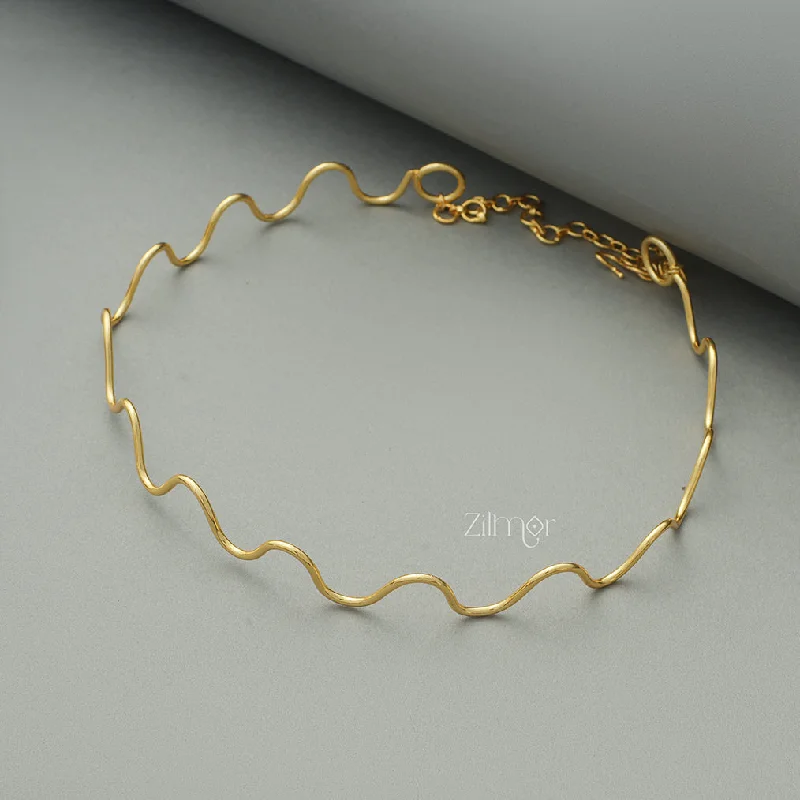 Bold Gold Necklace-AS1011331 - Zig Zag Collar Choker Necklace