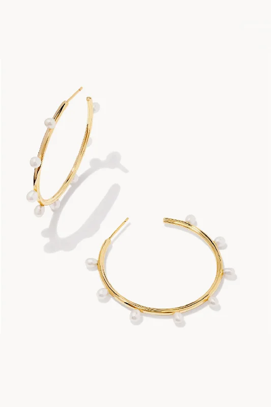 Party Drop Earrings-Leighton Pearl Hoop