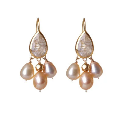 Geometric Silver Earrings-Nava Zahavi Pinkish Pearl Earrings