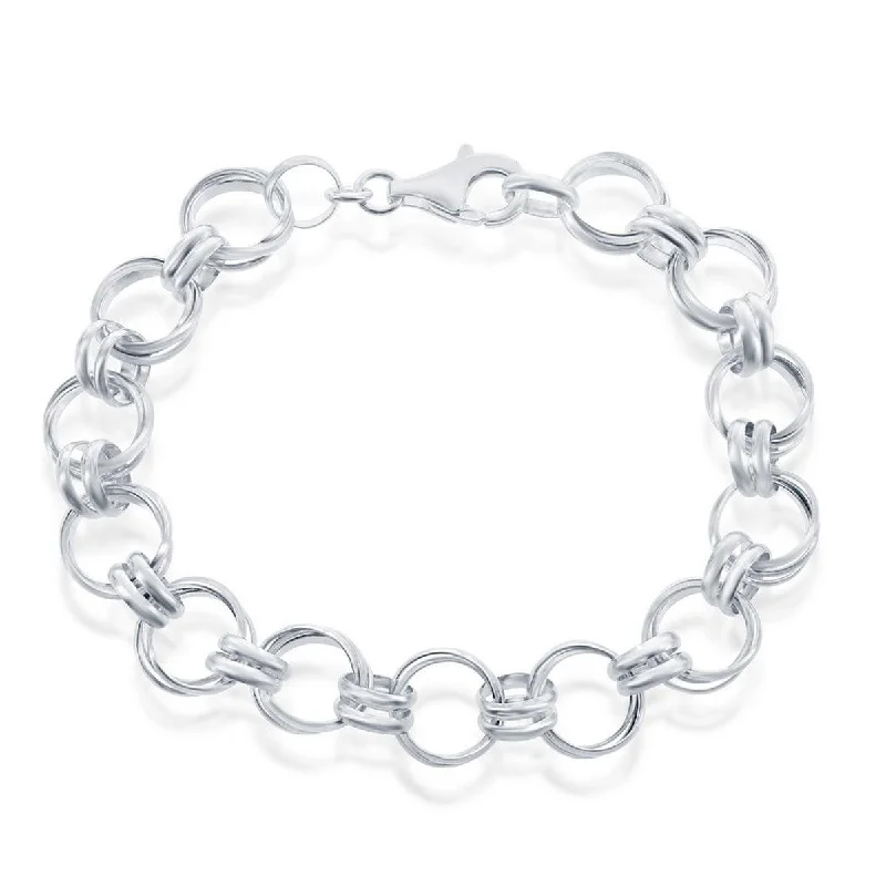 Beaded Bar Bracelet-Classic Women's Bracelet - Sterling Silver Multi Circle Link | S-4656