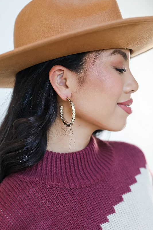 Bold Statement Earrings-FINAL SALE - Caroline Gold Textured Hoop Earrings