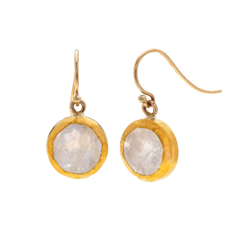 Fashion Pearl Earrings-Nava Zahavi Yellow Gold Round Moonstone Drop Earrings