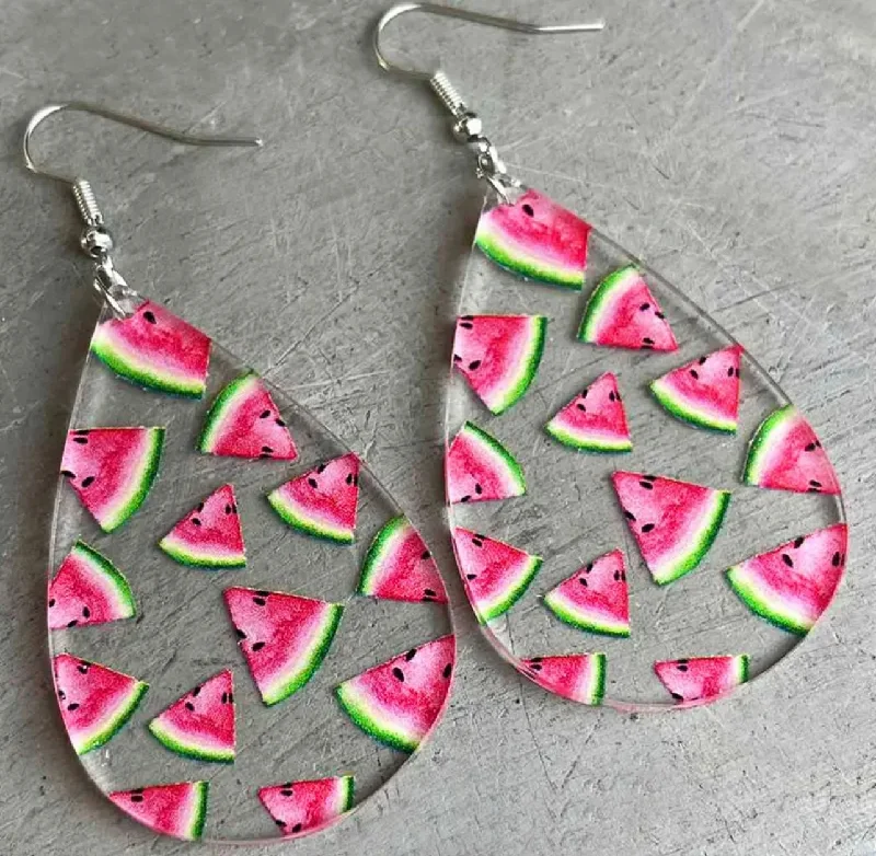 Oval Hoop Earrings-Beautiful and Fun Watermelon Earrings