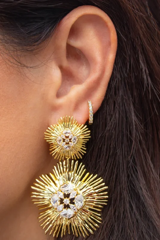 Star Shaped Earrings-Dira Crystal Statement Earrings