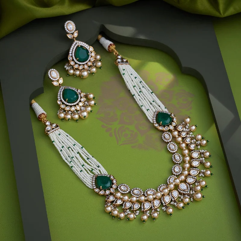 Dainty Gemstone Necklace-Kundan Necklace 164016