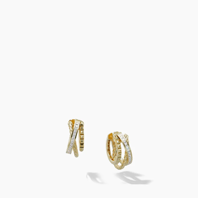 Elegant Drop Earrings-CROSSOVER TRIO MULTI ROW HOOP EARRINGS DI 18K