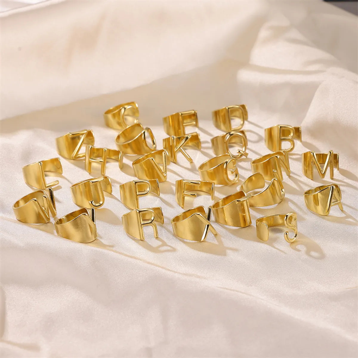 Hip-hop Punk Cool Style Letter Stainless Steel Plating 18k Gold Plated Wide Band Rings