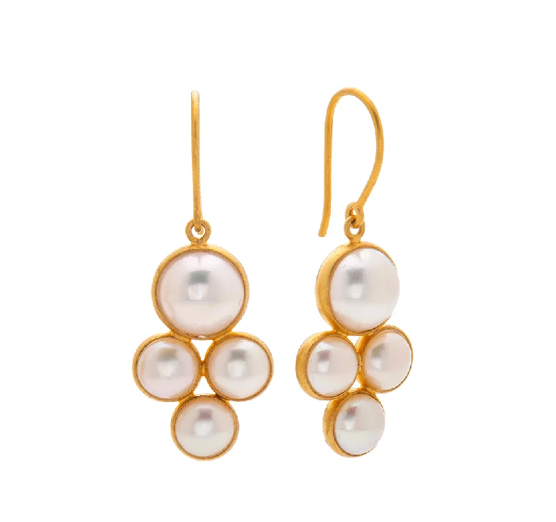 Cool Cuff Earrings-Nava Zahavi Yellow Gold Clover Pearl Earrings