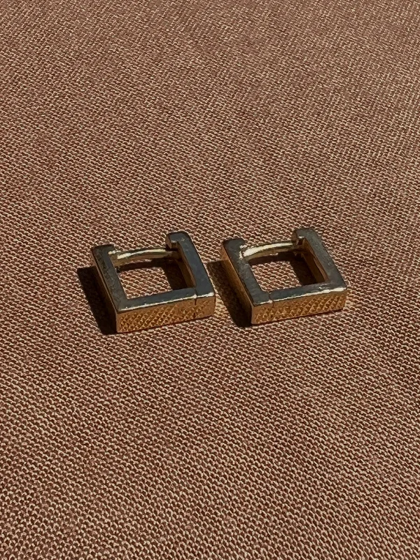 Gold-Plated Earrings-14k Yellow Gold Square Huggies