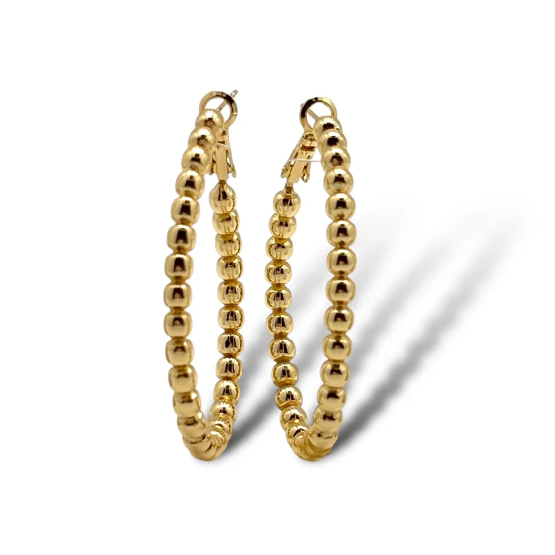 Shiny Hoop Earrings-Gold Ball Hoops