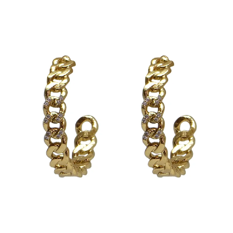 Silver Drop Earrings for Women-GOLD MINI CATENA HOOPS / 1”