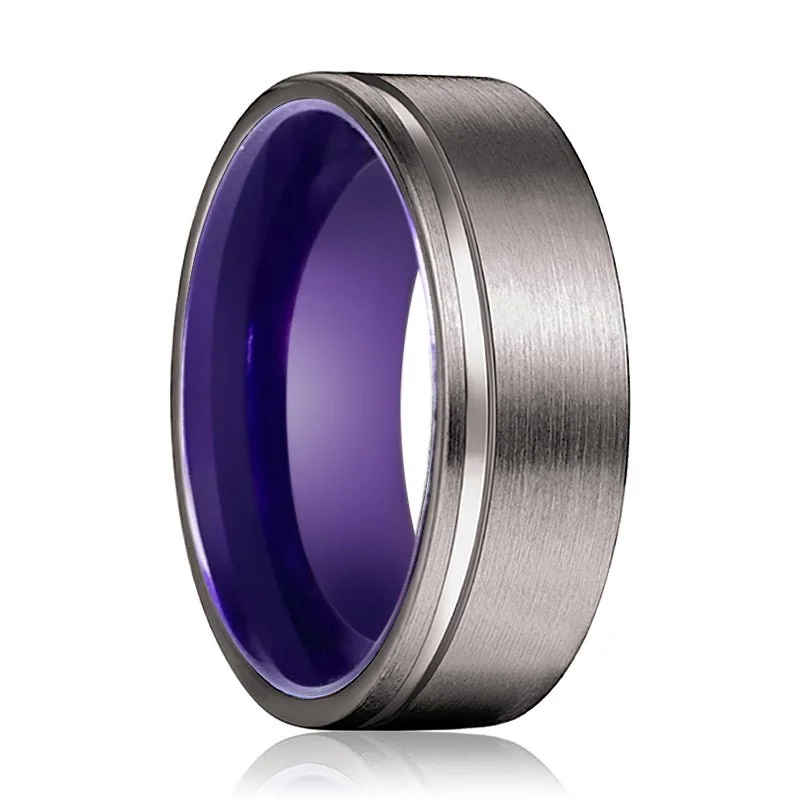 LUPIN | Purple Ring, Gunmetal Tungsten Offset Groove