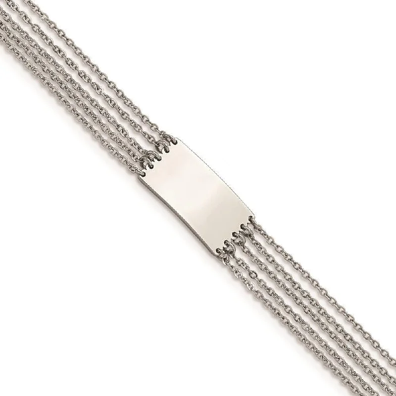 Fashion Crystal Bangle-Stainless Steel Polished Multi Strand w/.75in ext 6.5in ID Bracelet