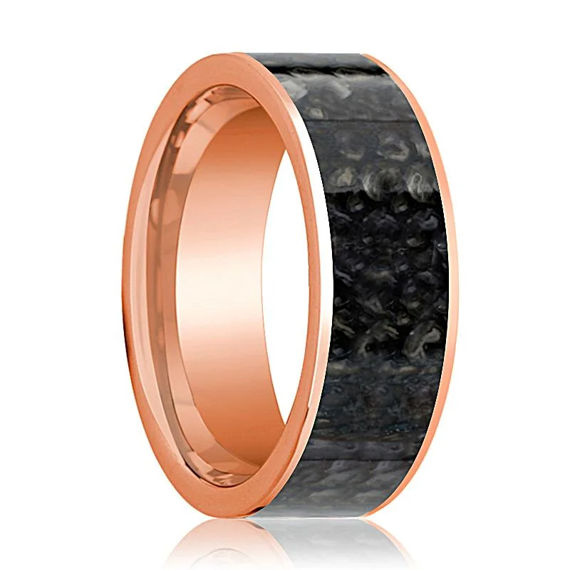 BARYONYX | 14k Rose Gold & Blue Dino Bone Ring