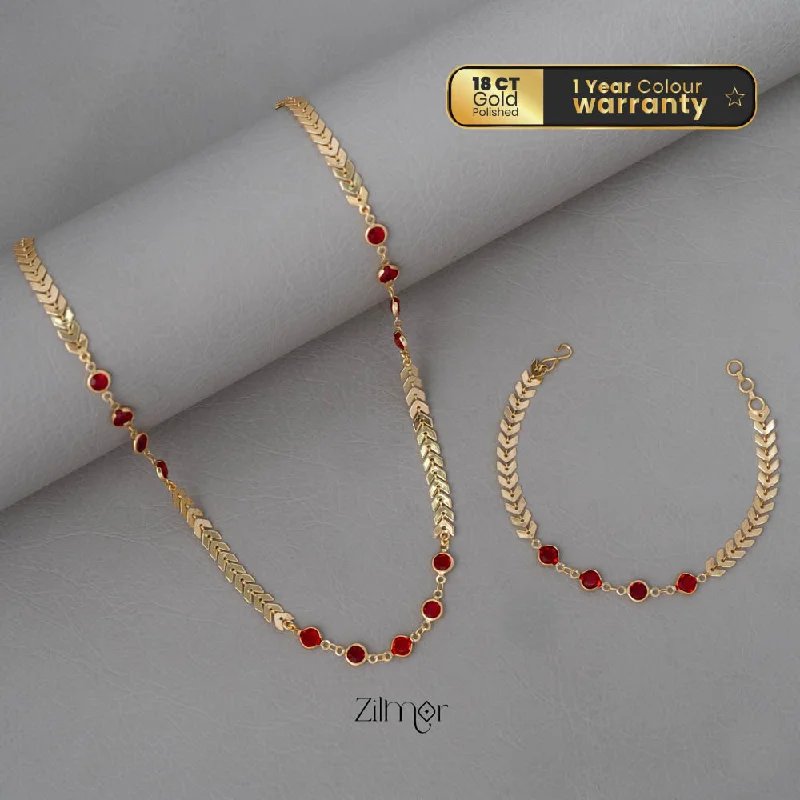 Fashionable Chain Necklace-KY101907 - Gold Tone Necklace Bracelet Set