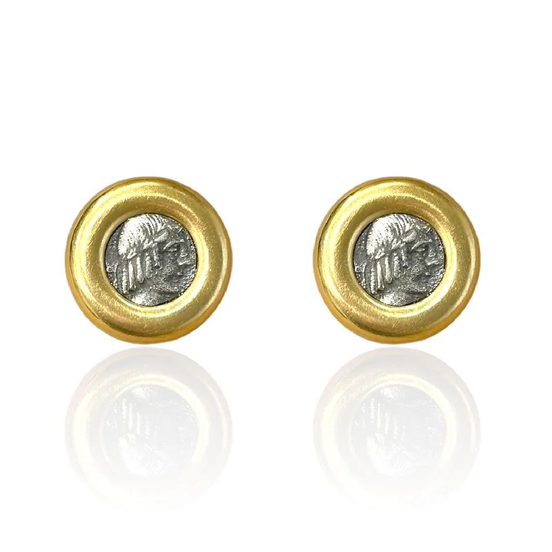 Pear Shaped Earrings-GOLD OLENA COIN STUDS