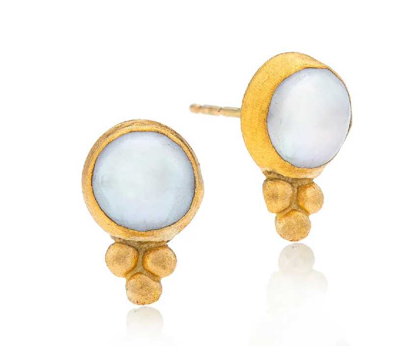 Unique Dangle Hoop Earrings-Nava Zahavi Yellow Gold Pearl Stud Earrings