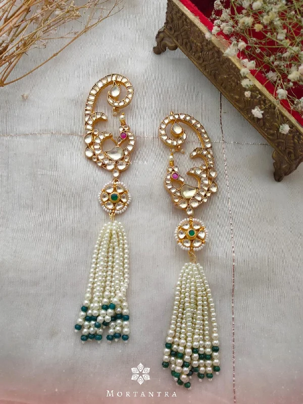 Diamond Stud Earrings-Multicolor Gold Plated Jadau Kundan Earrings - ME759YPA