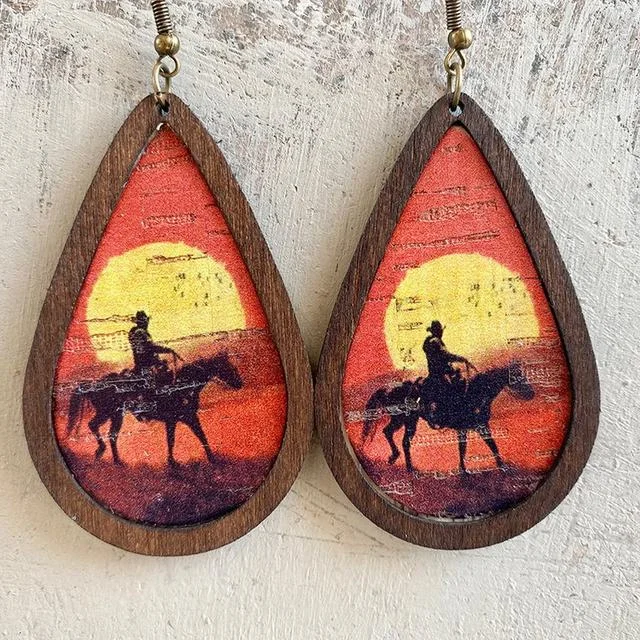 Sassy Ear Climbers-Beautiful Cowboy Sunset Earrings