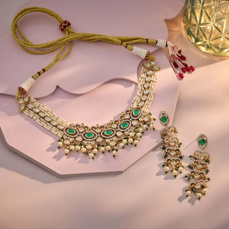 Long Gold Necklace-Kundan Necklace 149211