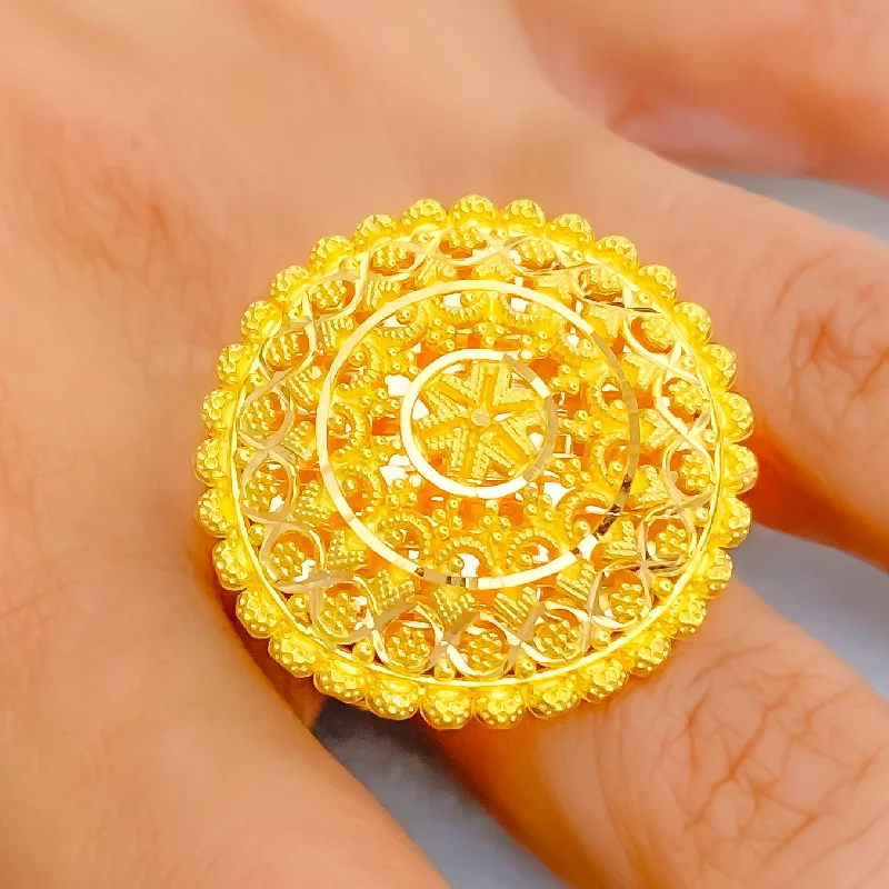 Impeccable Embellished 22k Gold Statement Ring