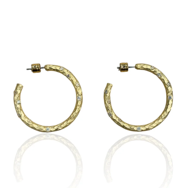 Crystal Drop Earrings-GOLD PAVIA HOOP 1.5"