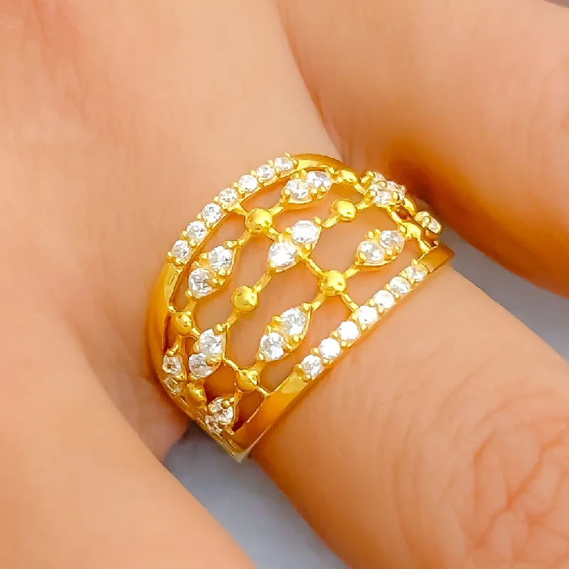 Radiant Glowing 22k Gold CZ Statement Ring