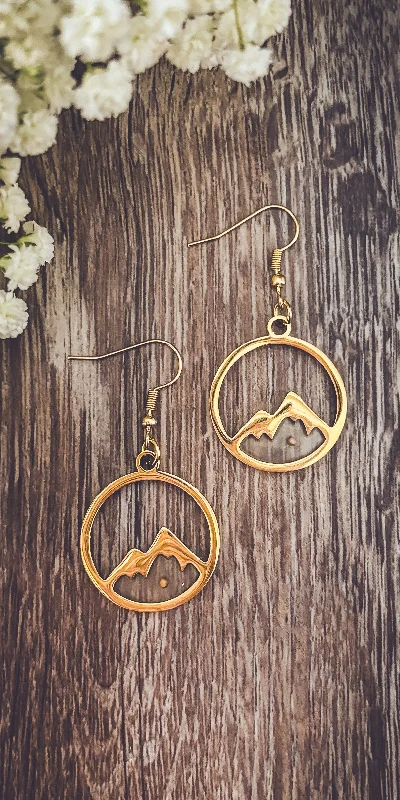 Hoop Earrings for Women-Beautiful Gold or Silver Mountain and Mustard Seed Faith Earrings