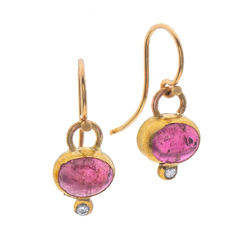 Handmade Gold Earrings-Nava Zahavi Yellow Gold Garnet and Diamond Earrings