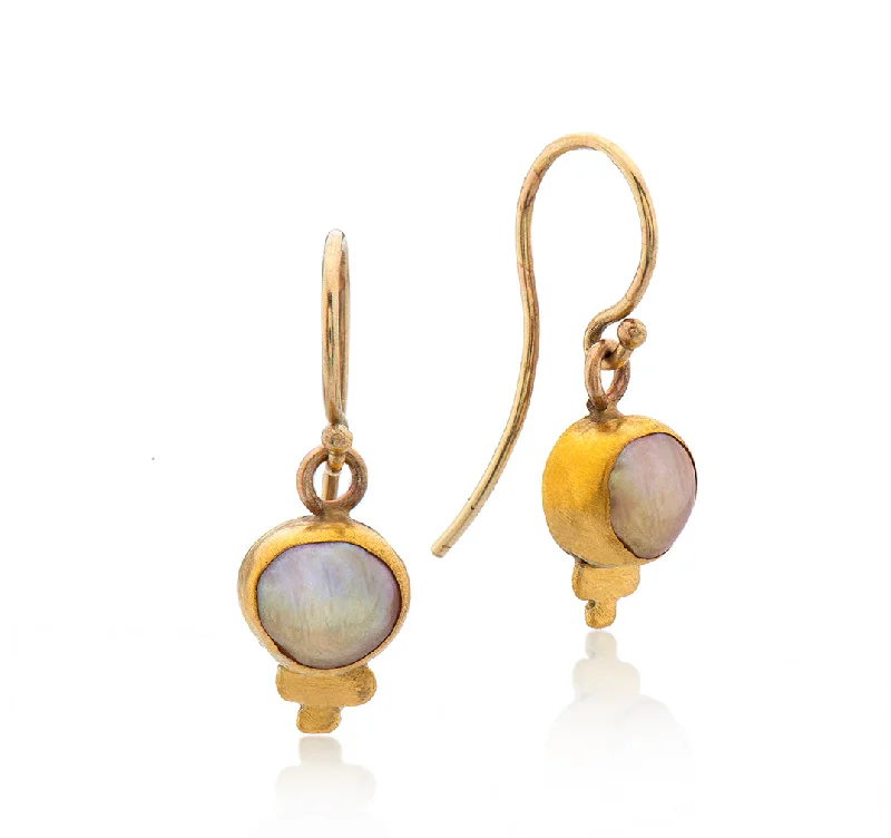 Silver Hoop Earrings-Nava Zahavi Yellow Gold  Delicate Pearl Earrings